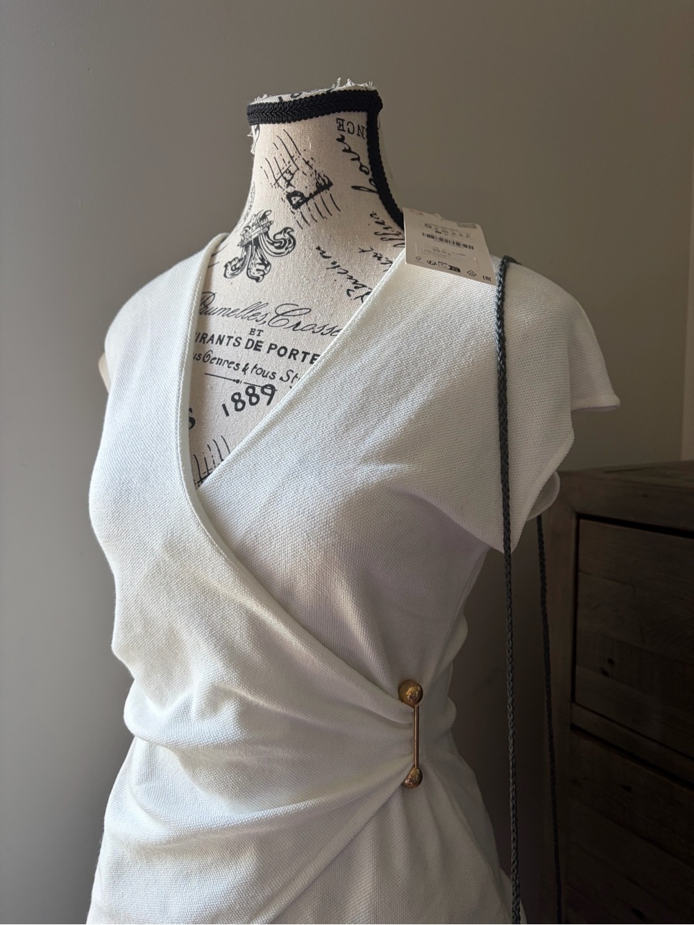 NWT Zara White Wrap-Style Women's Top